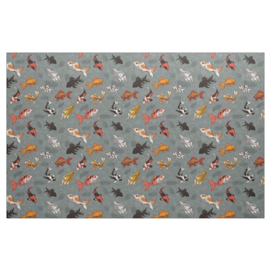 Bright Koi Fish Pond Pattern Stof (Fat Quarter)