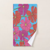 Bright kosmos Floral afdrukken op blauw Bad Handdoek (Handdoek)