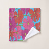 Bright kosmos Floral afdrukken op blauw Bad Handdoek (Wasdoekje)