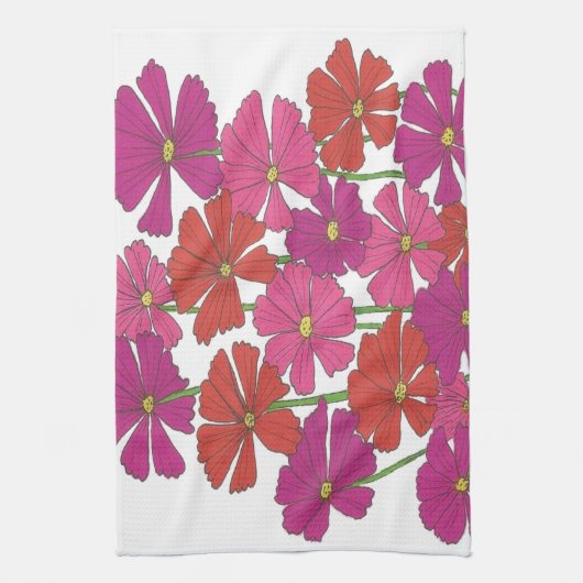 Bright kosmos Floral afdrukken Theedoek (Verticaal)