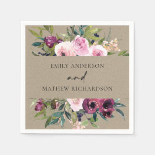 BRIGHT KRAFT BLUSH BURGUNDY FLORAL BUNCH WEDING SERVET