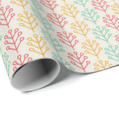 Bright Leaf-patroon: rood, geel en teal Cadeaupapier (Rol Hoek)