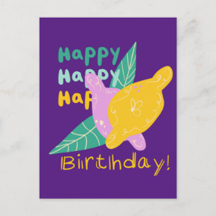 Bright Lemon Art Happy Birthday Lettering Briefkaart