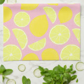 Bright Lemon Design op zachte roze achtergrond Theedoek (Gevouwen)