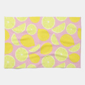 Bright Lemon Design op zachte roze achtergrond Theedoek (Horizontaal)