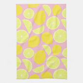 Bright Lemon Design op zachte roze achtergrond Theedoek (Verticaal)