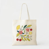 Bright Lemon en Cherry Botanical Tote Bag (Voorkant)
