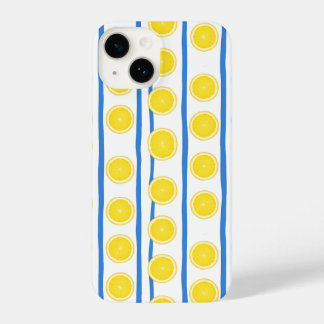 Bright Lemon Slice & Blue Stripe Case iPhone 14 Hoesje
