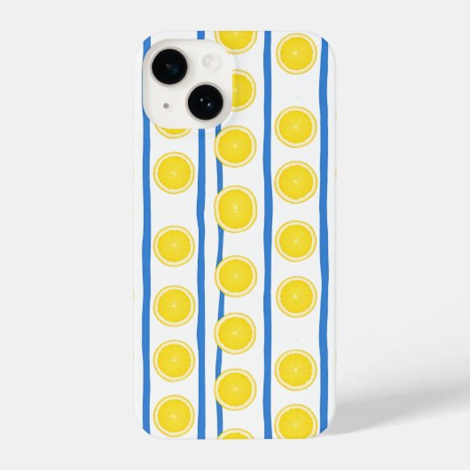 Bright Lemon Slice & Blue Stripe Case iPhone Hoesje (Achterkant)
