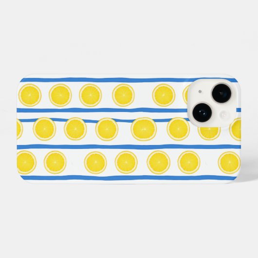 Bright Lemon Slice & Blue Stripe Case iPhone Hoesje (Achterkant horizontaal)