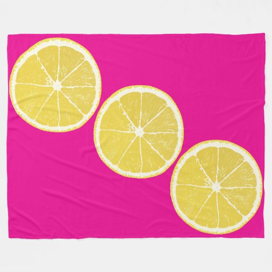 Bright Lemon Trio on Hot Pink Fleece Blanket (Voorkant (Horizontaal))