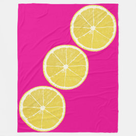 Bright Lemon Trio on Hot Pink Fleece Blanket Deken