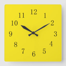 Bright Lemon Yellow Vierkante Klok