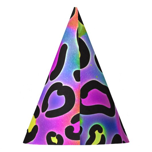 Bright Leopard Cheetah Print Oerwoud Verjaardagsfe Feesthoedjes (Achterkant)