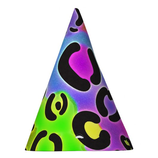 Bright Leopard Cheetah Print Oerwoud Verjaardagsfe Feesthoedjes (Rechts)