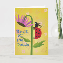 Bright lieveheersbeestje op Paarse Flower Wenskaar Kaart