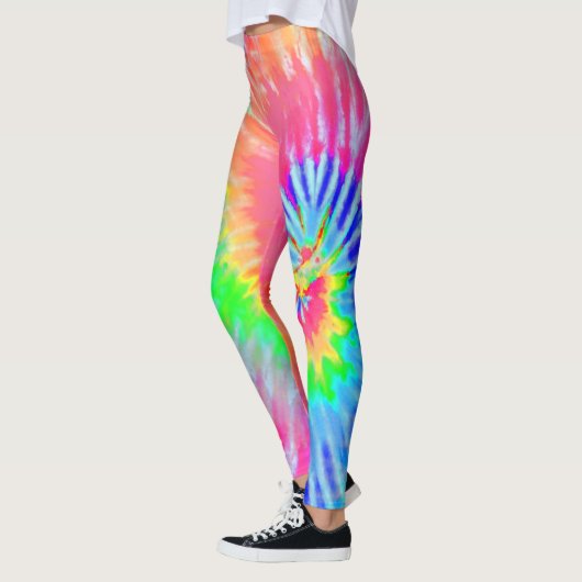 Bright Light Rainbow Psychedelic Starburst Tie Dye Leggings (Links)