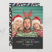 Bright Lights on Slate Single Photo Holiday Kaart (Voorkant / Achterkant)