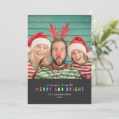 Bright Lights on Slate Single Photo Holiday Kaart (Staand voorkant)