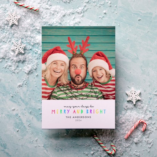 Bright Lights Single Photo Holiday Kaart