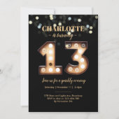 Bright Lights Sparkly 13e verjaardag uitnodiging (Voorkant)