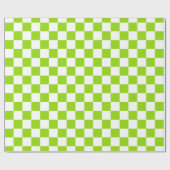 Bright Lime Green en White Checkerboard Tegel Cadeaupapier (Vlak)
