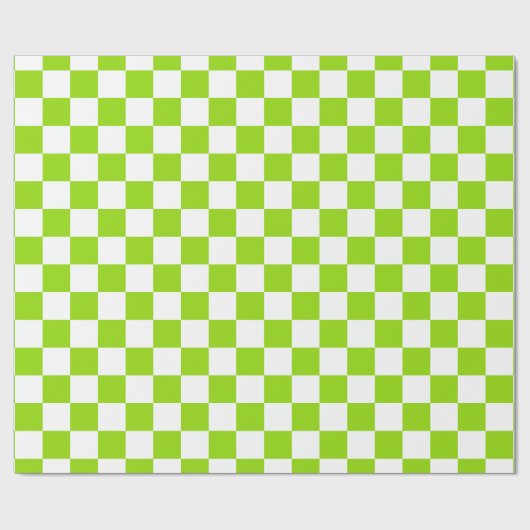 Bright Lime Green en White Checkerboard Tegel Cadeaupapier (Vlak)