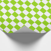 Bright Lime Green en White Checkerboard Tegel Cadeaupapier (Hoek)