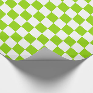 Bright Lime Green en White Checkerboard Tegel Cadeaupapier