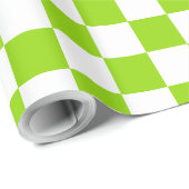 Bright Lime Green en White Checkerboard Tegel Cadeaupapier (Rol Hoek)
