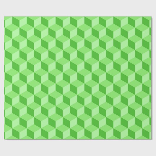 BRIGHT LIME GREEN GEOMETRIC CUBE PATTERS CADEAUPAPIER (Vlak)