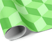 BRIGHT LIME GREEN GEOMETRIC CUBE PATTERS CADEAUPAPIER (Rol Hoek)