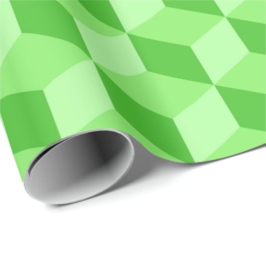 BRIGHT LIME GREEN GEOMETRIC CUBE PATTERS CADEAUPAPIER (Rol Hoek)