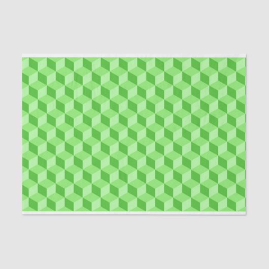 BRIGHT LIME GREEN GEOMETRIC CUBE PATTERS TISSUEPAPIER (Voorkant)