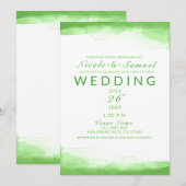 Bright Lime Green Waterverf Chic Modern Wedding Kaart (Voorkant / Achterkant)