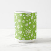 Bright Lime Green Winter White Snowflake Monogram Koffiemok (Center)