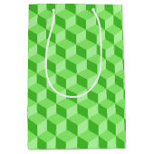 BRIGHT LINE GREEN GEOMETRIC CUBE PATTERS MEDIUM CADEAUZAKJE (Voorkant)