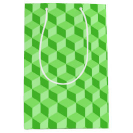 BRIGHT LINE GREEN GEOMETRIC CUBE PATTERS MEDIUM CADEAUZAKJE