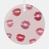 Bright Lips Imprints Valentijn Pattern Glas Ornament (Voorkant)