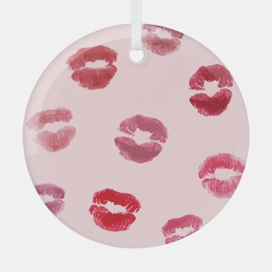 Bright Lips Imprints Valentijn Pattern Glas Ornament (Voorkant)