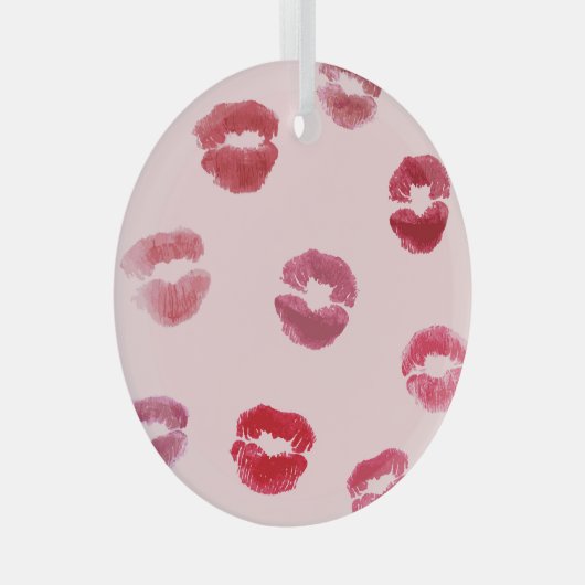 Bright Lips Imprints Valentijn Pattern Glas Ornament (Voorkant Rechts)