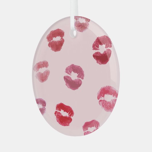 Bright Lips Imprints Valentijn Pattern Glas Ornament (Voorkant links)