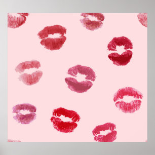 Bright Lips Imprints Valentijn Pattern Poster