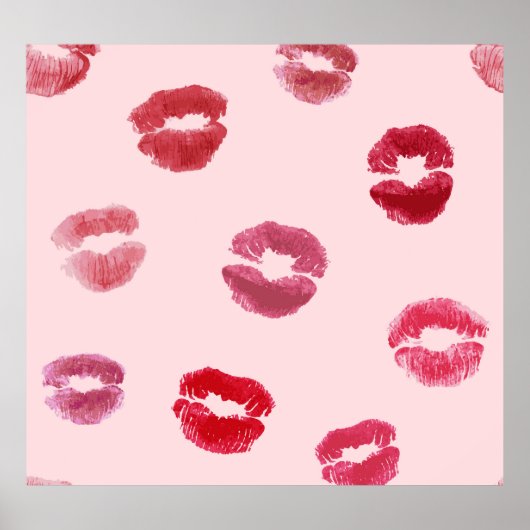 Bright Lips Imprints Valentijn Pattern Poster (Voorkant)