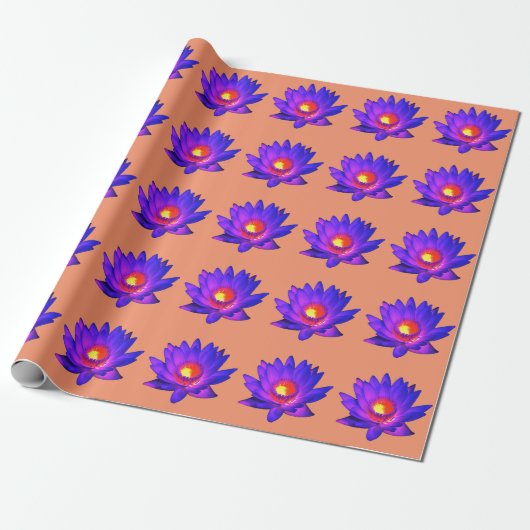 Bright Lotus Flower Wrapping Paper Cadeaupapier (Uitgerold)