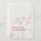 Bright Magenta Fun Floral Botanical Boho Wedding Kaart (Voorkant)