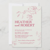 Bright Magenta Fun Floral Botanical Boho Wedding Kaart (Achterkant)