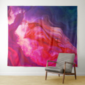 ** Bright Marble Hot Pink Blue Abstracte kunst Wandkleed (In Situ (horizontaal))