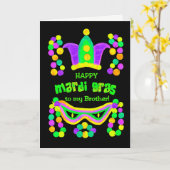 Bright Mardi Gras Kaart voor een broertje op zwart (Gele Bloem)