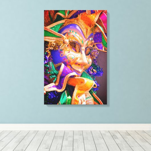 Bright Mardi Gras Masker Canvas Afdruk (Insitu (Houten vloer))